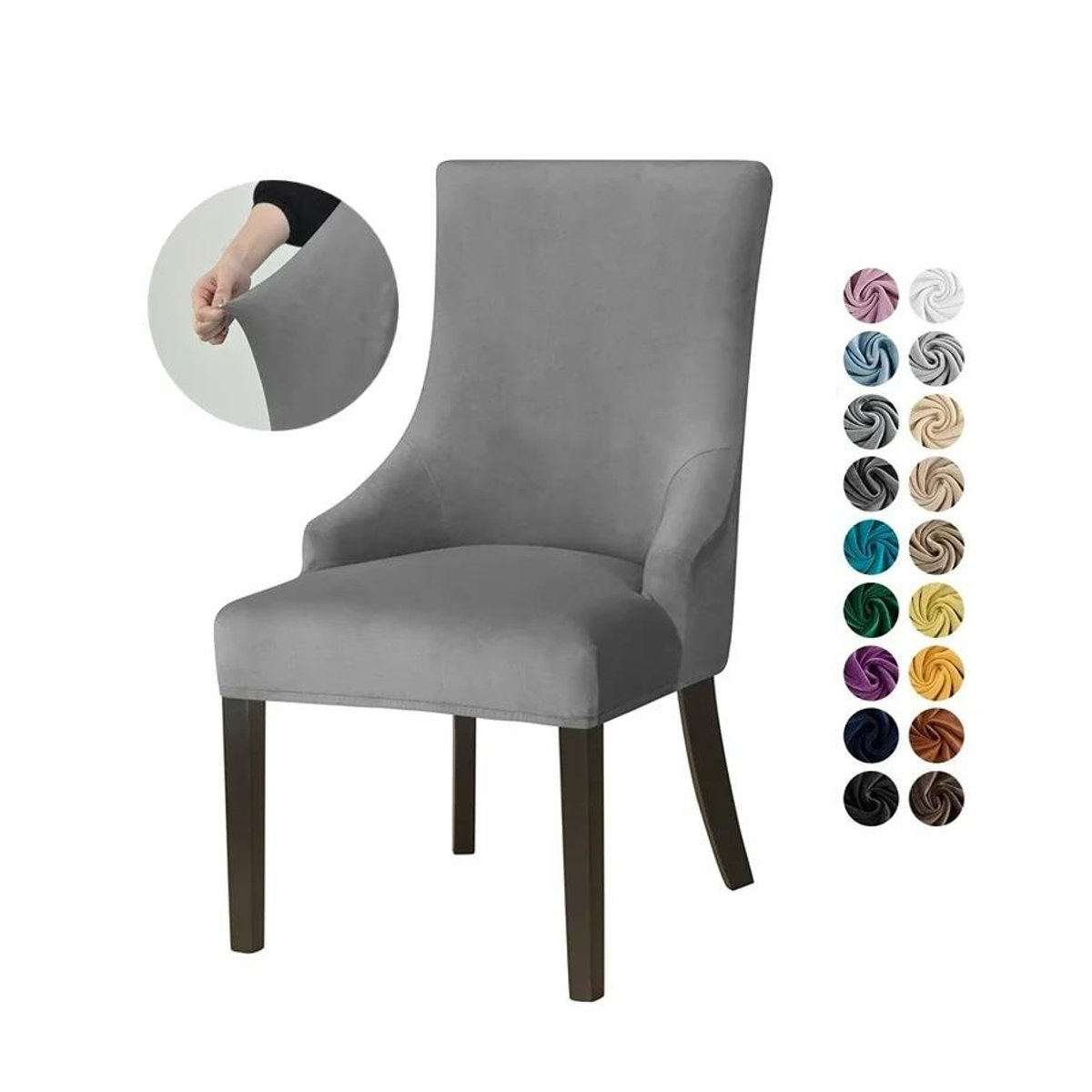 BC-Warm Home Elastische Samt-Esszimmerstuhlbezüge für Stühle mit hoher Rückenlehne, Waschbare Stretch-Sitzbezüge zum Schutz deiner Stühle - Bild 3