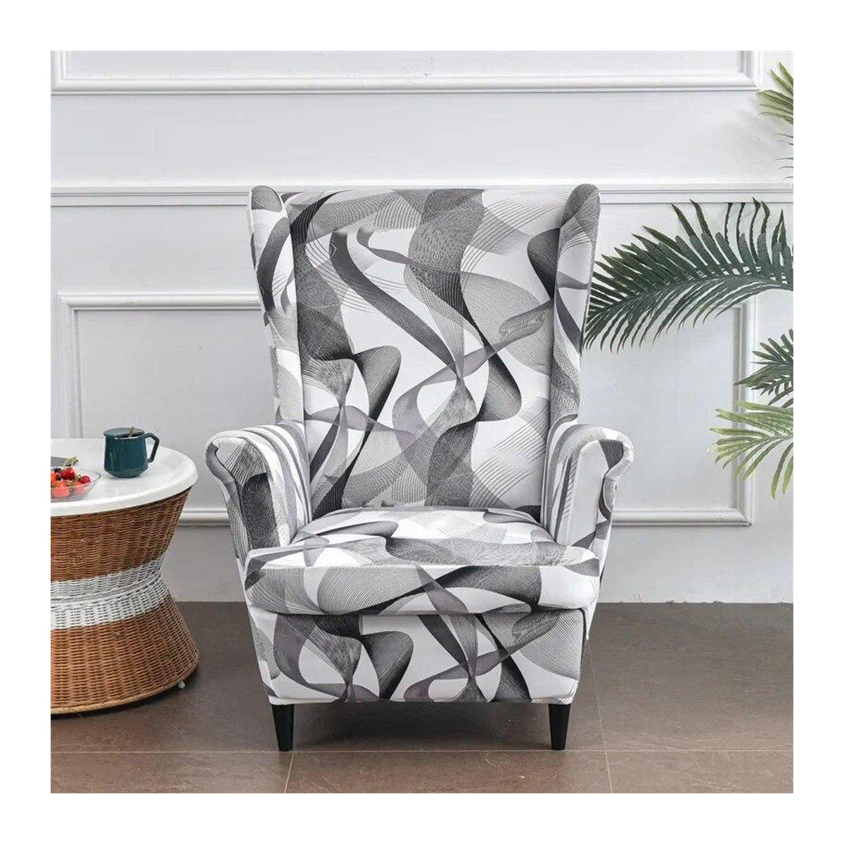 BC-Warm Home Ohrensesselbezug mit geometrischem Aufdruck in Bunt aus Stretch-Spandex inklusive Sitzkissenbezug - Bild 1