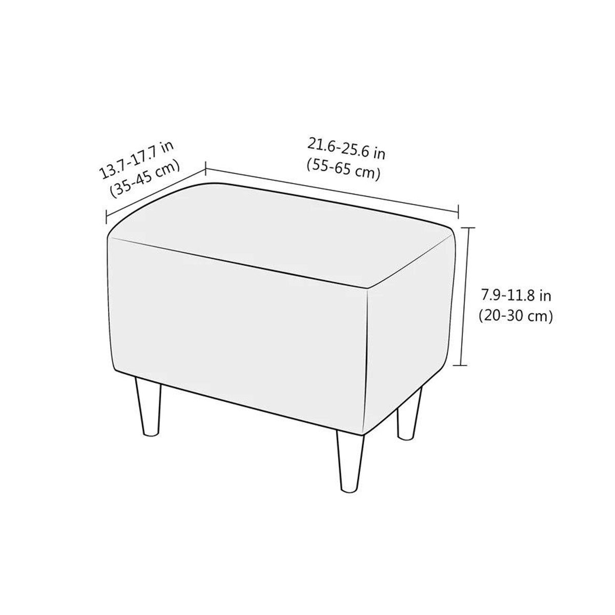 BC-Warm Home Ottoman Hockerbezug aus Samt in Grau, elastischer rechteckiger Fußhockerbezug mit 360° All-Inclusive Schutz - Bild 3