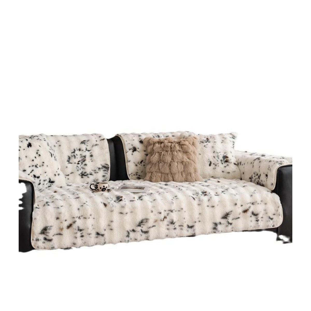 BC-Warm Home Premium Kaninchen Plüsch Sofakissen Rutschfeste Armlehnenabdeckung für Leder Sofas, B/B: 70 x 70 cm - Bild 2