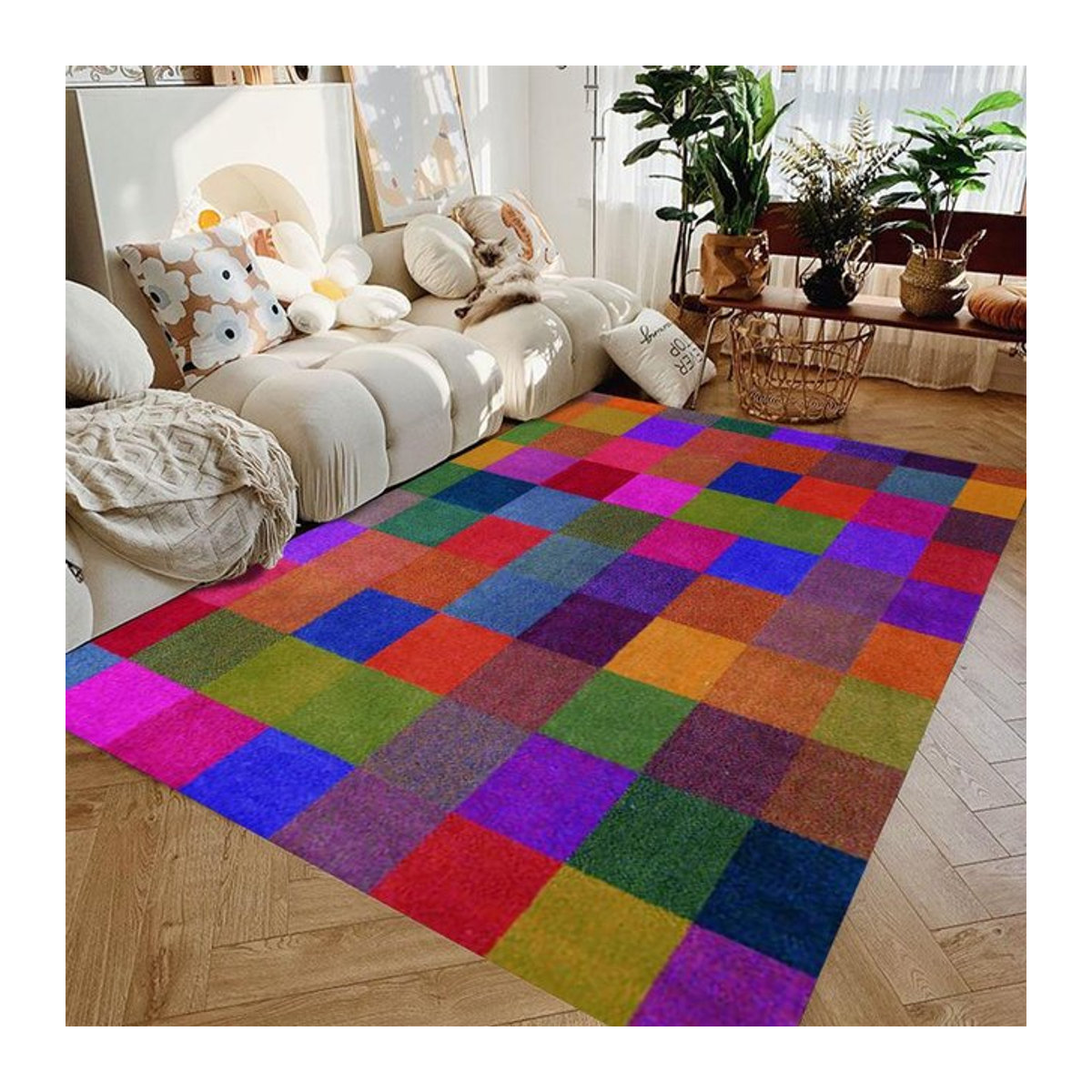 BC-Warm Home Regenbogen-Teppich mit chromatischer Farbillusion in Multicolor, rutschfeste Bodenmatte für Wohnzimmer und Schlafzimmer, B: 160 cm, T: 120 cm - Bild 1