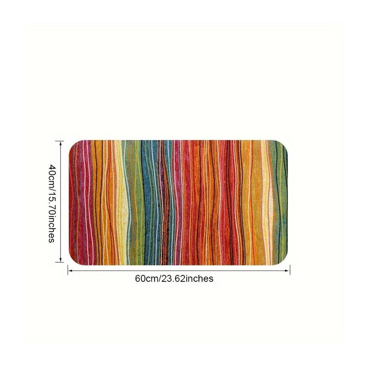BC-Warm Home Rutschfeste Bodenmatte mit bunten Streifen, wasserdichter Teppich für Wohnzimmer, Schlafzimmer, Küche und Outdoor, B/B: 40 x 60 cm, mehrfarbig - Bild 2
