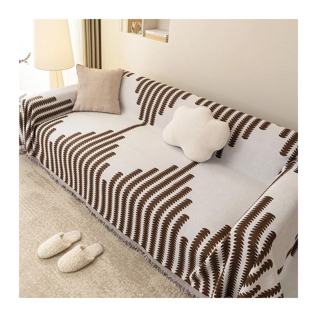 BC-Warm Home Sofa-Überwurfdecke aus Chenille mit Quaste, nordisches Couchhandtuch für alle vier Jahreszeiten, B/B: 180 x 130 cm - Bild 1
