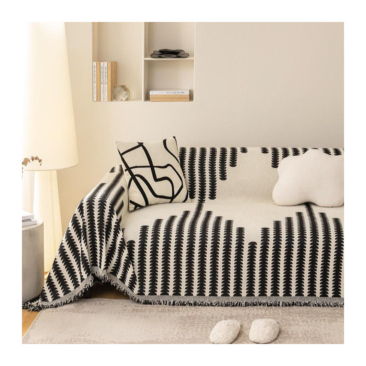 BC-Warm Home Sofa-Überwurfdecke aus Chenille mit Quaste, nordisches Couchhandtuch für alle vier Jahreszeiten, B/B: 180 x 130 cm - Bild 3