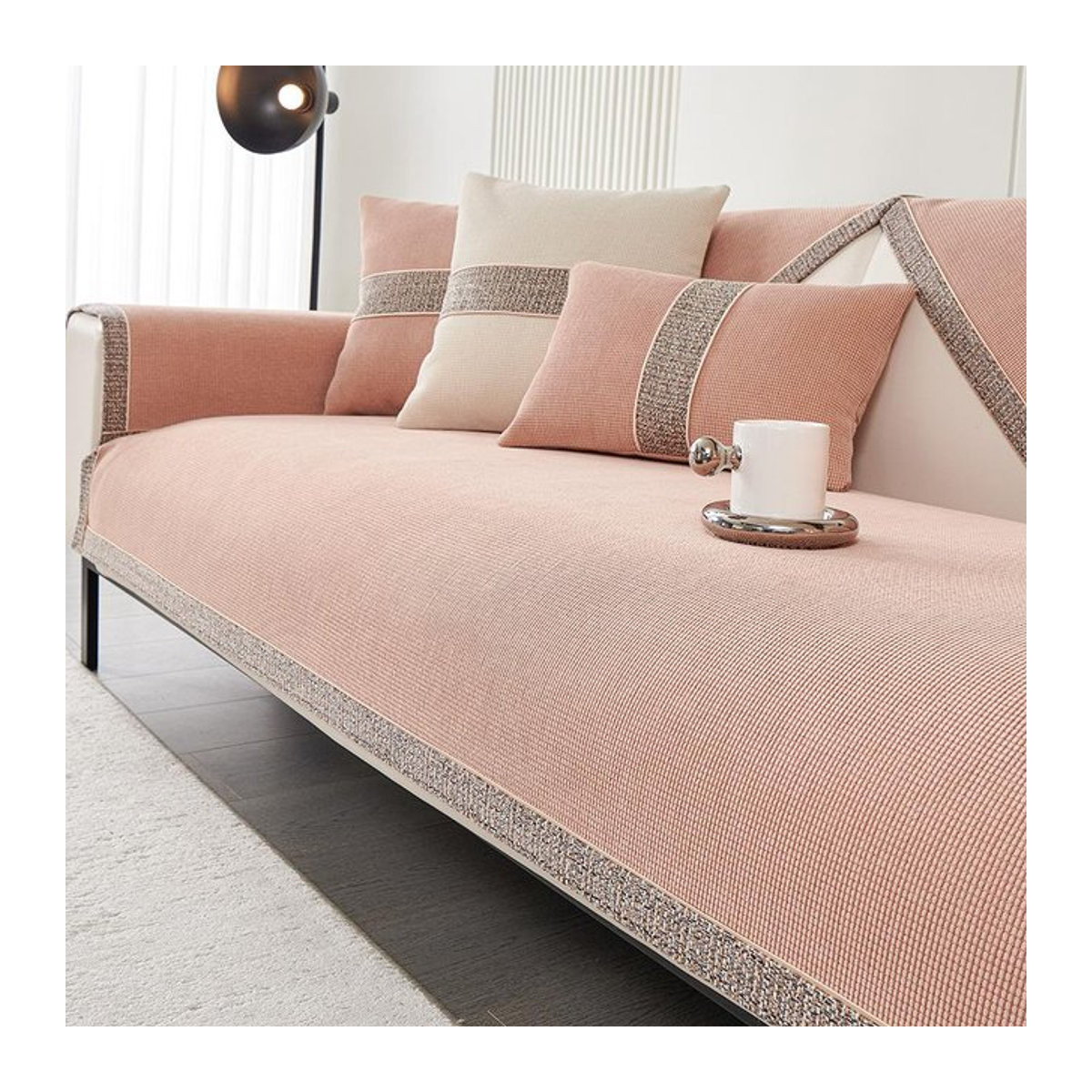 BC-Warm Home Sofabezug aus Chenille, rutschfest und einfarbig, B/B: 70 x 70 cm - Bild 1