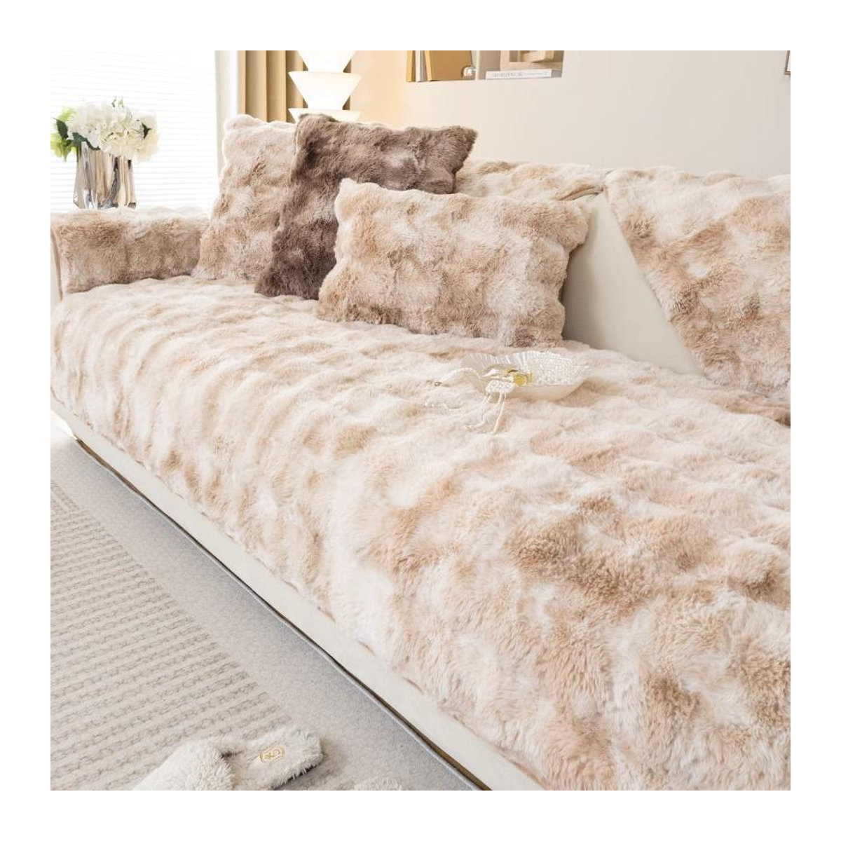 BC-Warm Home Sofabezug aus Kaninchenplüsch, rutschfeste und waschbare Sofamatte für das Wohnzimmer, B/B: 70 x 70 cm - Bild 1