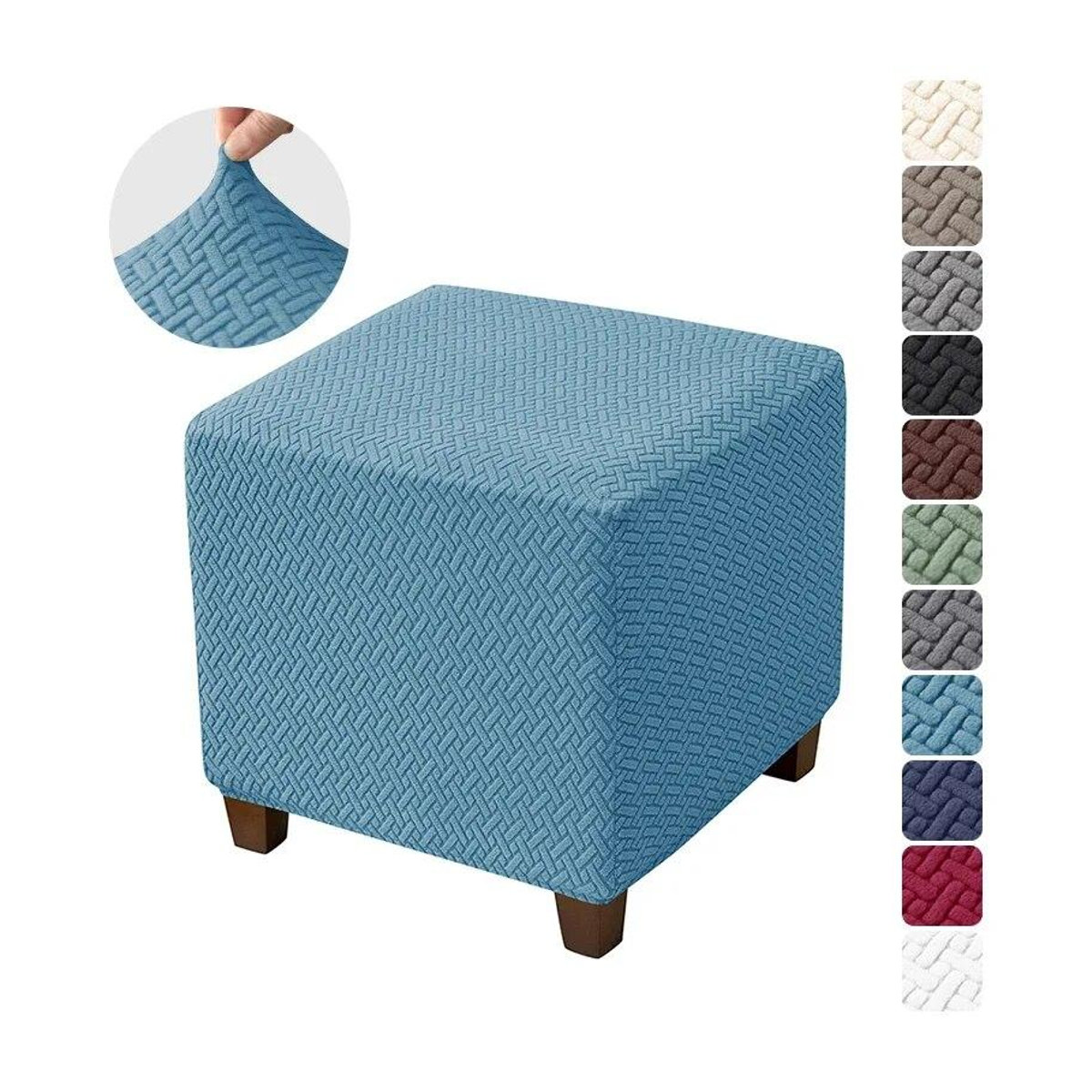 BC-Warm Home Stretch Ottoman Hocker Abdeckung aus Jacquard elastischer Schonbezug für quadratische Fußstützen - Bild 2