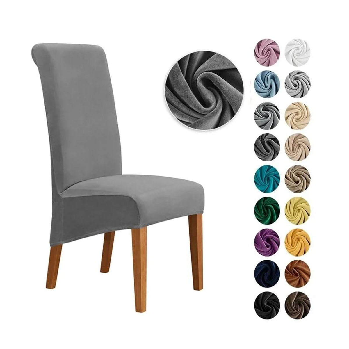 BC-Warm Home Stuhlbezug aus weichem Samt mit hoher Rückenlehne in XL-Größe für Esszimmer und Bankette - Bild 3