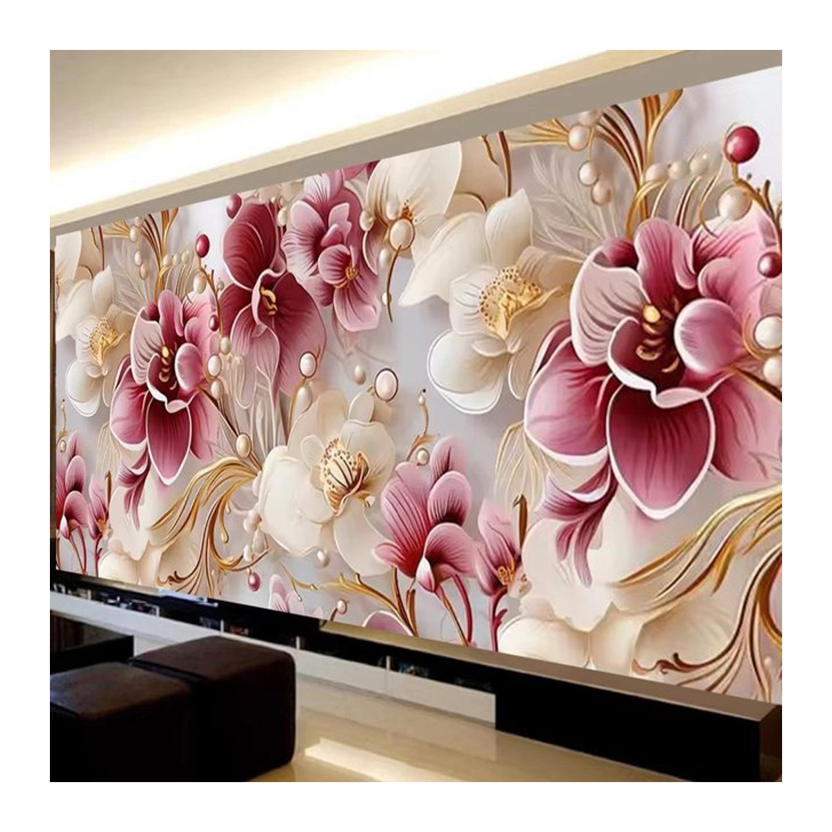 Beadsmile Diamond Painting Kit Orchideen Blumen in Rosa und Weiß, Wandmontage, B/H: 40 x 20 cm - Bild 1