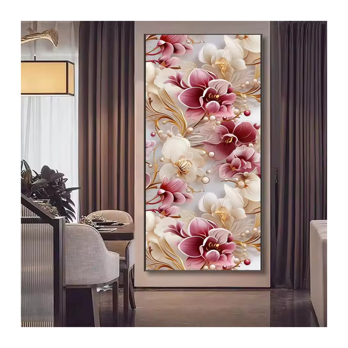 Beadsmile Diamond Painting Kit Orchideen Blumen in Rosa und Weiß, Wandmontage, B/H: 40 x 20 cm - Bild 2