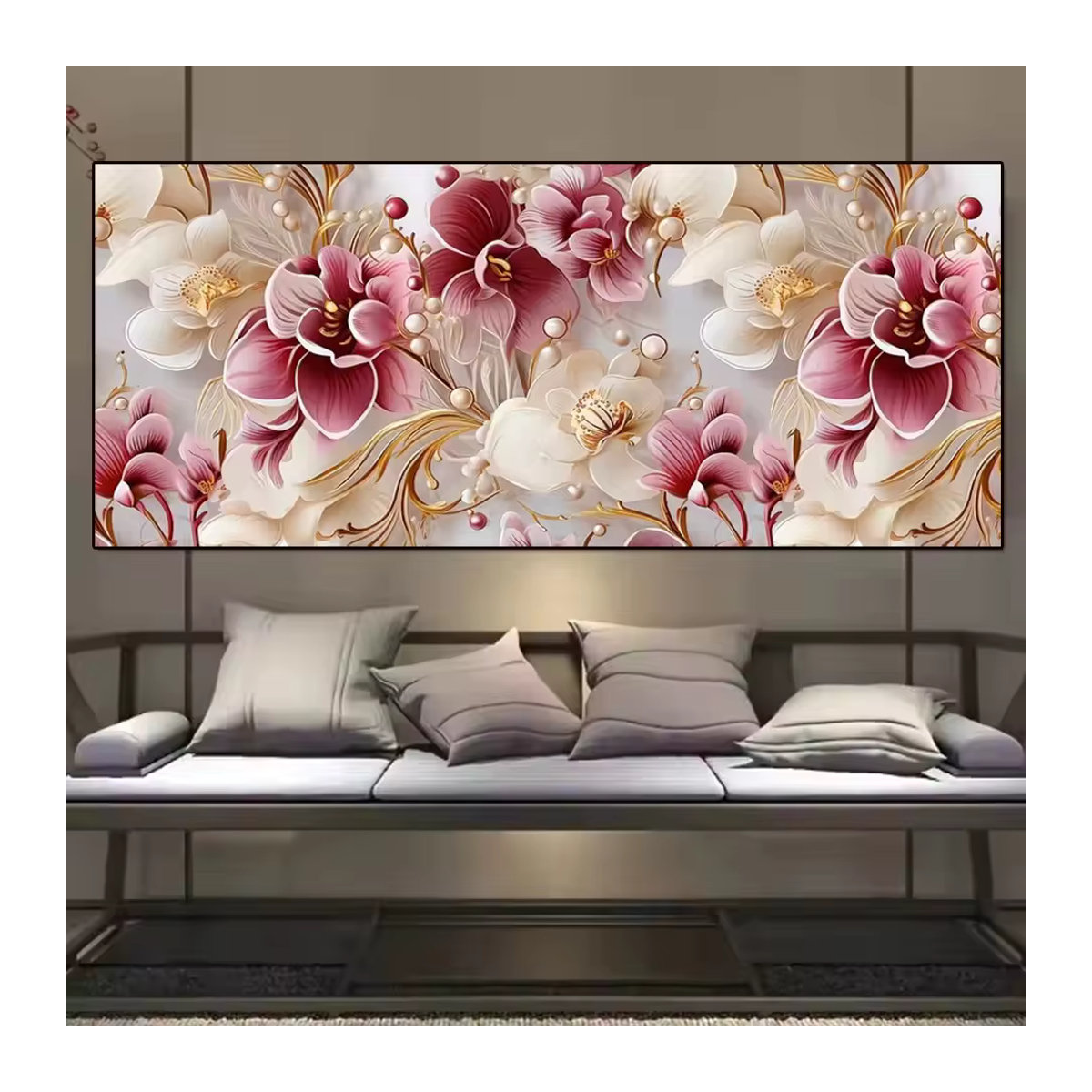 Beadsmile Diamond Painting Kit Orchideen Blumen in Rosa und Weiß, Wandmontage, B/H: 40 x 20 cm - Bild 3