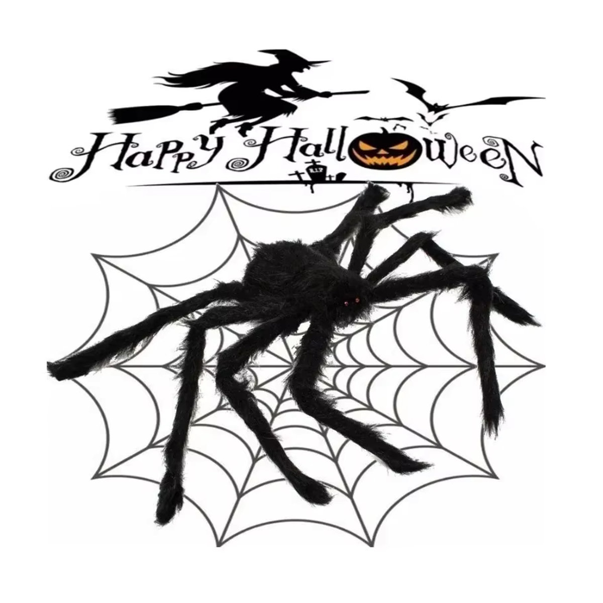 Beängstigende Riesen Plüsch Spinne in Schwarz für deine Halloween Dekoration - Bild 2