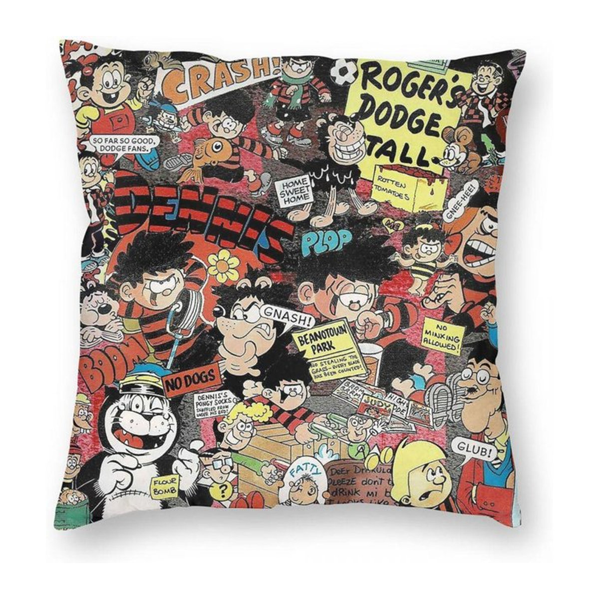 Beano Roger The Dodger quadratischer Kissenbezug aus Polyester und Leinen mit Samt-Finish und Reißverschluss, Multicolor, B/B/H: 18 x 18 x 18 cm - Bild 1