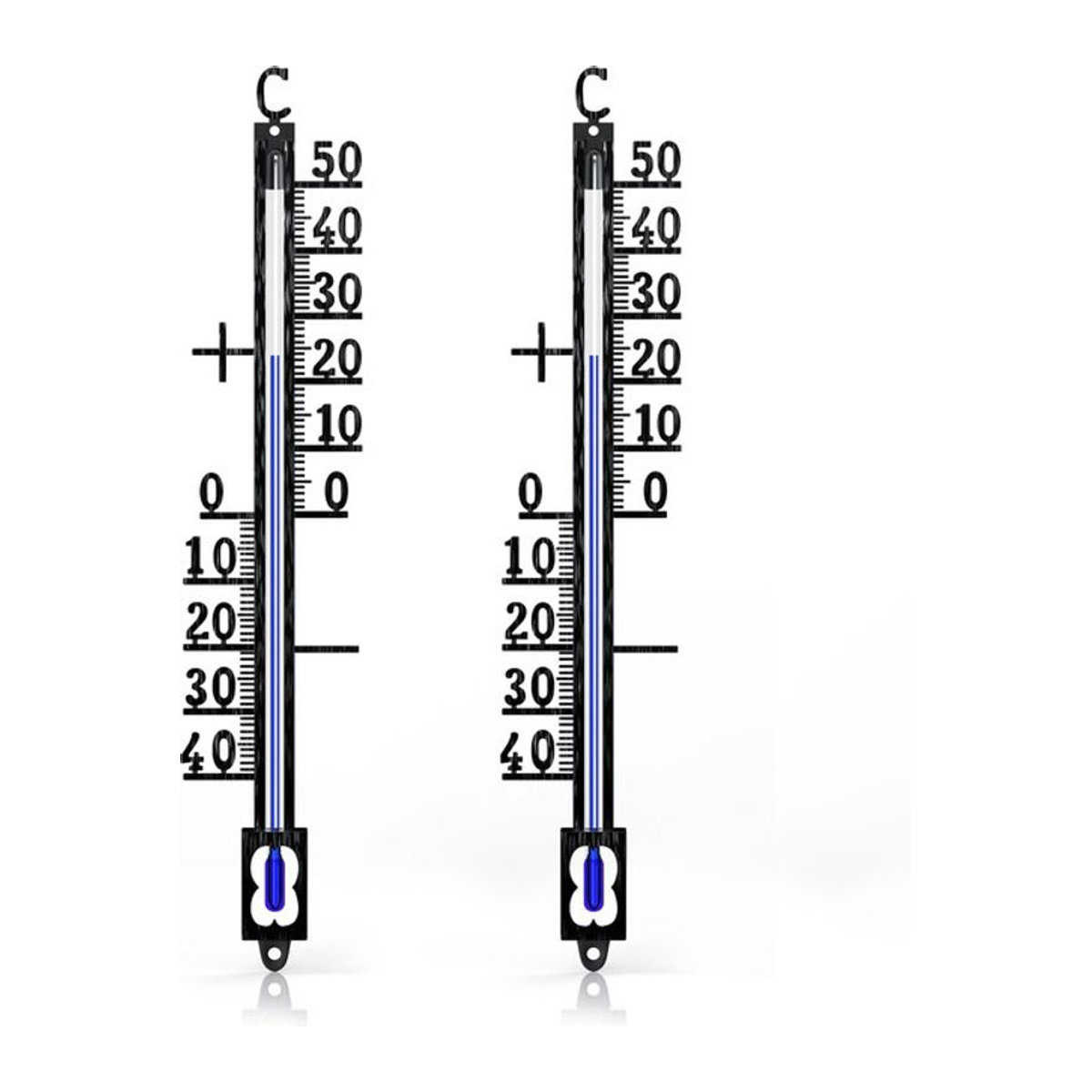 BEARWARE 2er Set Analoges Metall-Thermometer wetterfeste Außenwetterstation Messbereich -40 bis +50 Grad Celsius im klassischen Design - Bild 1