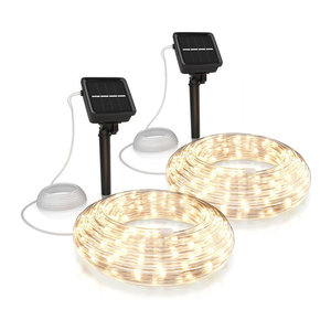 BEARWARE 2er Set Solar LED-Lichterkette Warmweiß mit 100 LEDs für Innen und Außen, IP44