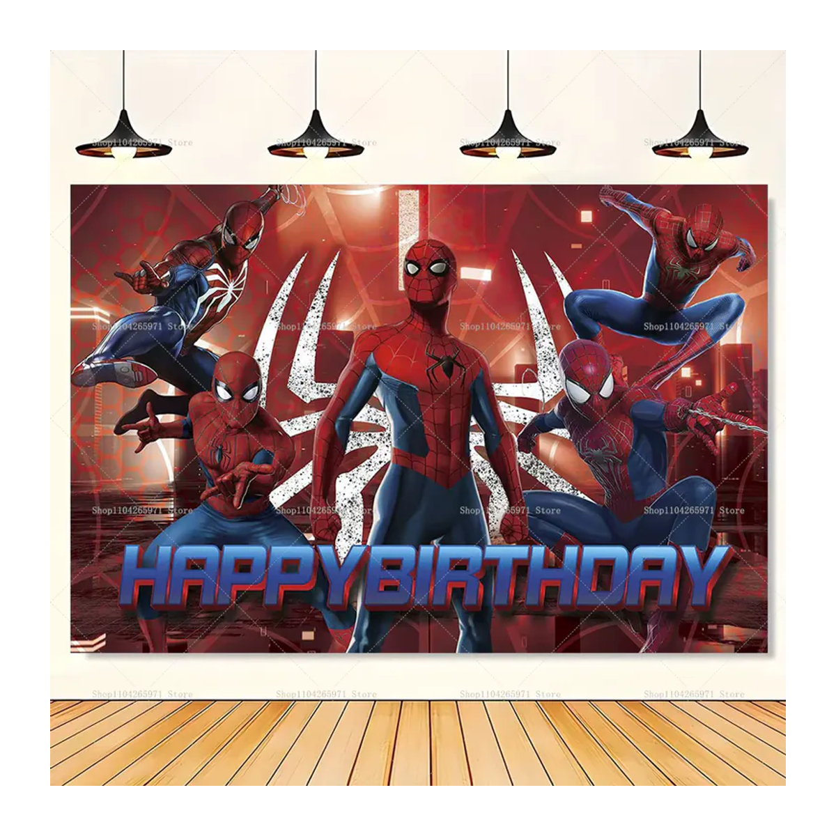 Beast Kingdom Spiderman Superhelden Hintergrundbanner mit Stadt-Skyline und Kampfthema für Kindergeburtstag Party-Deko und Fotografie, mehrfarbig, rechteckig - Bild 3