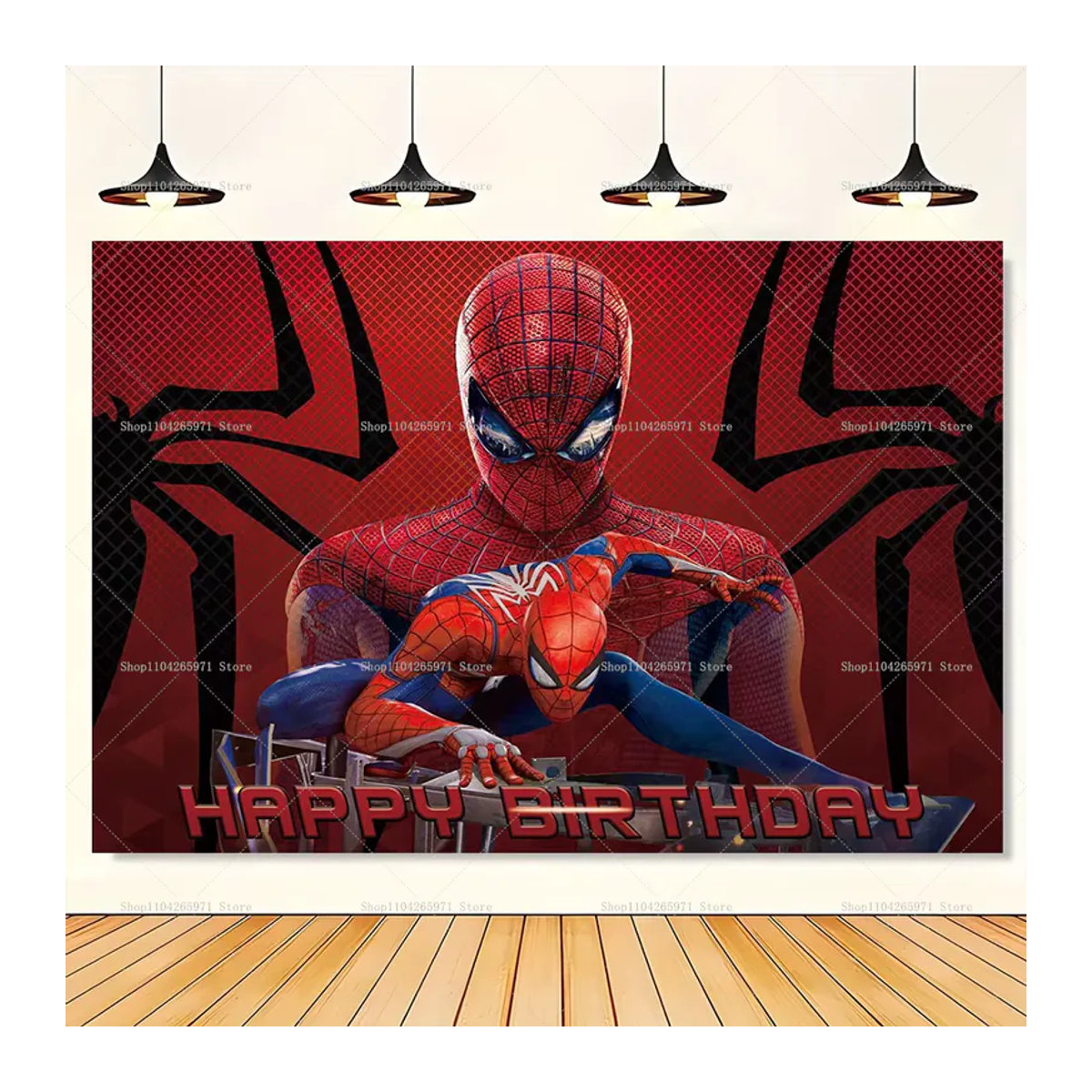 Beast Kingdom Spiderman Superhelden Hintergrundbanner mit Stadt-Skyline und Kampfthema für Kindergeburtstag Party-Deko und Fotografie, mehrfarbig, rechteckig - Bild 4