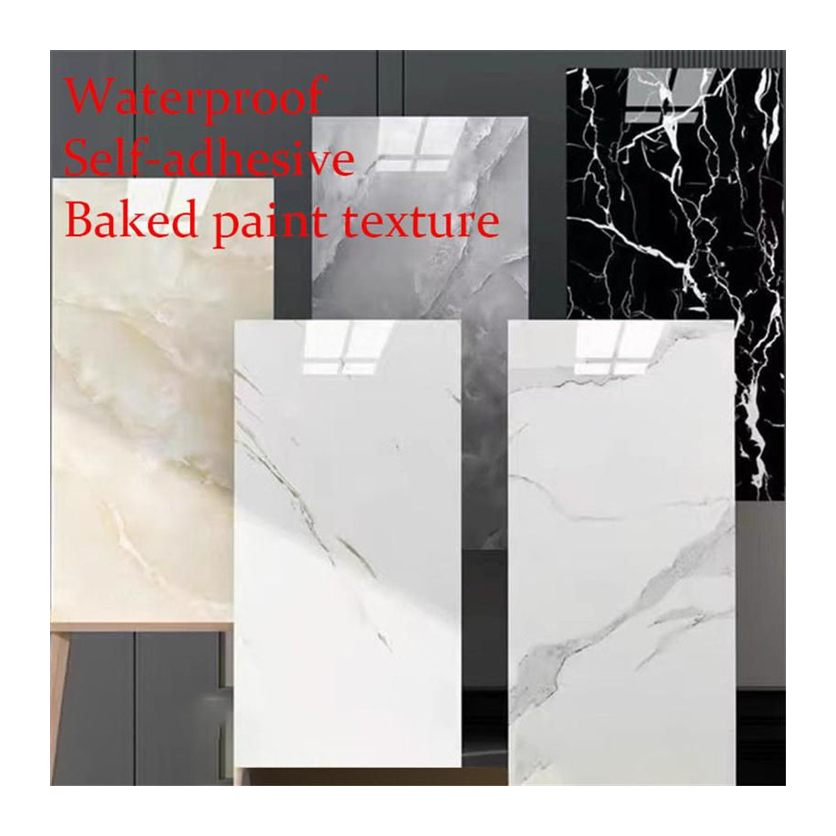 Beautybaby Selbstklebende Fliesenaufkleber in Marmor-Optik, 10er Set, wasserdichte Wanddekoration aus Aluminium-Kunststoff in Silber, modern und abstrakt, B/H: 30 x 60 cm - Bild 3
