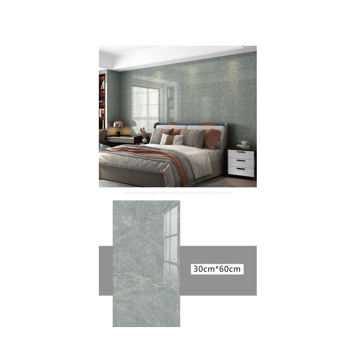 Beautybaby Selbstklebende Fliesenaufkleber in Marmor-Optik, 10er Set, wasserdichte Wanddekoration aus Aluminium-Kunststoff in Silber, modern und abstrakt, B/H: 30 x 60 cm - Bild 7