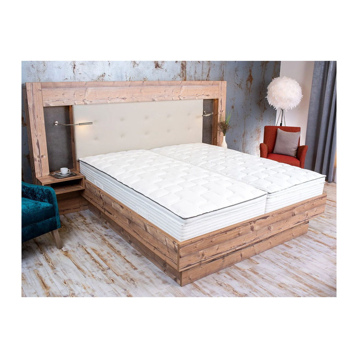 BECO Royal Flex KS 7-Zonen Boxspring-Matratze mit abnehmbarem Komfortschaum-Topper und Taschenfederkern, H3, Farbe: Weiß, B/T: 120 x 200 cm - Bild 2