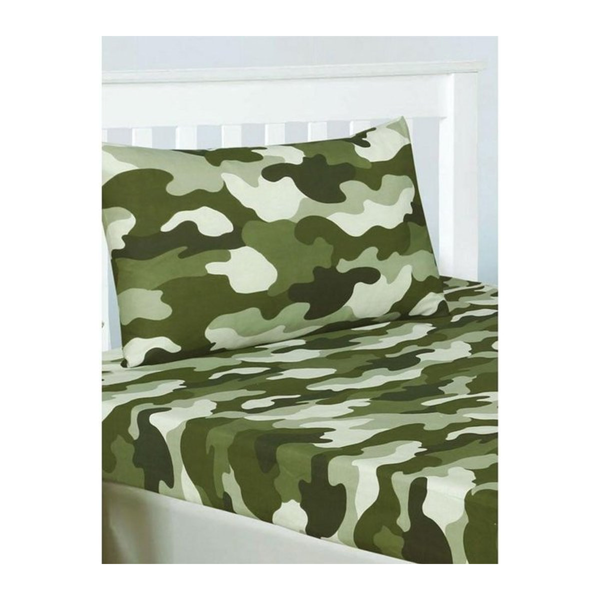 Bedding & Beyond Camouflage-Spannbettlaken-Set Single in Grün - Bild 1