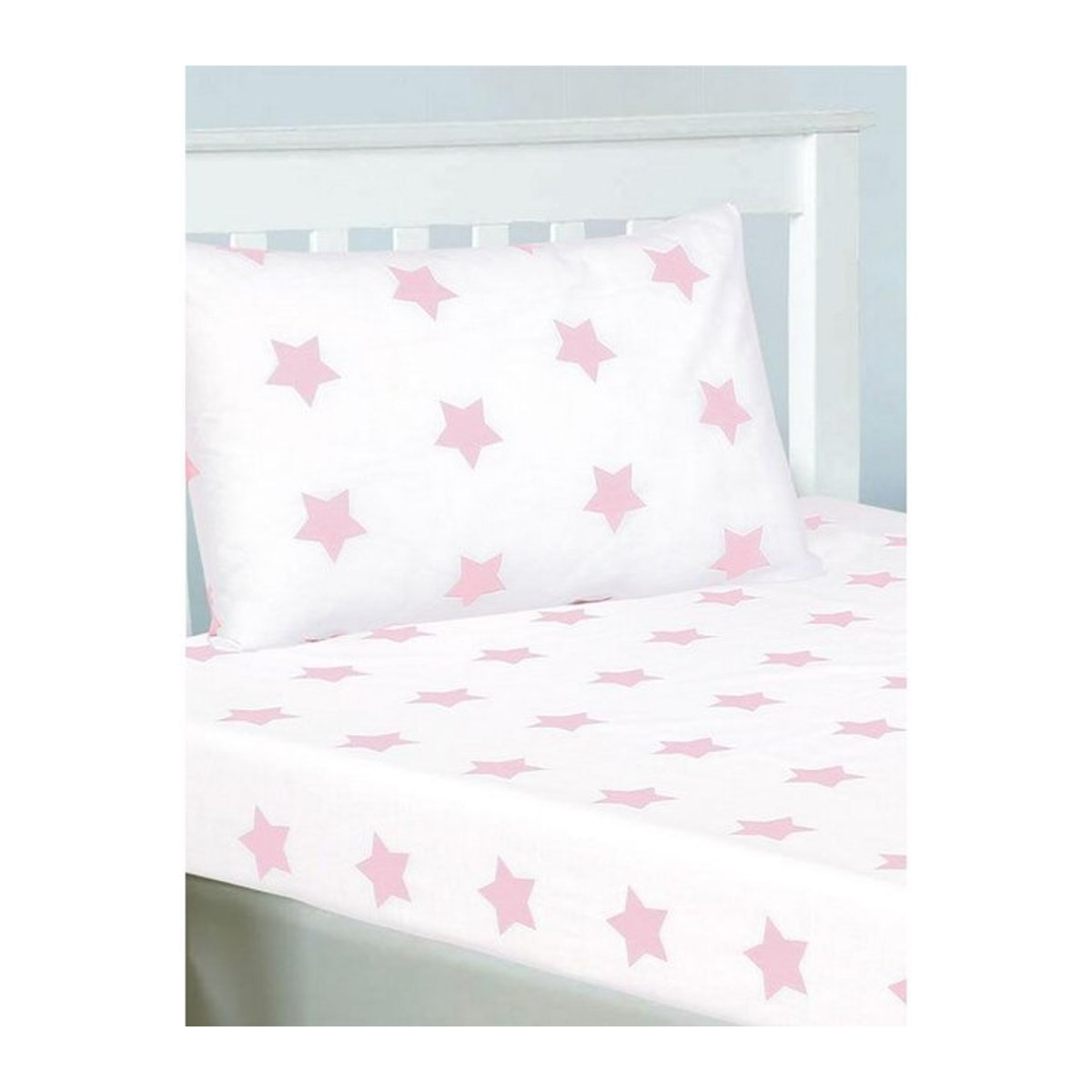 Bedding & Beyond Spannbettlaken für Kinder Junior mit Sternen in Rosa/Weiß - Bild 1