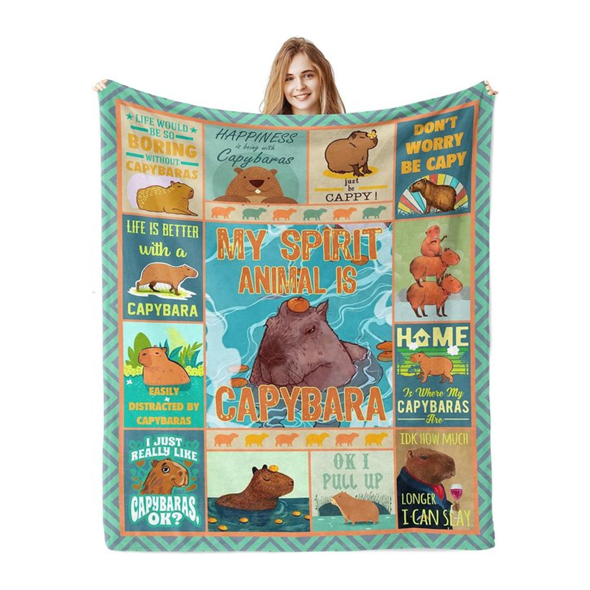 Bedruckte Capybara-Decke in Multicolor für Capybara-Liebhaber - Bild 1