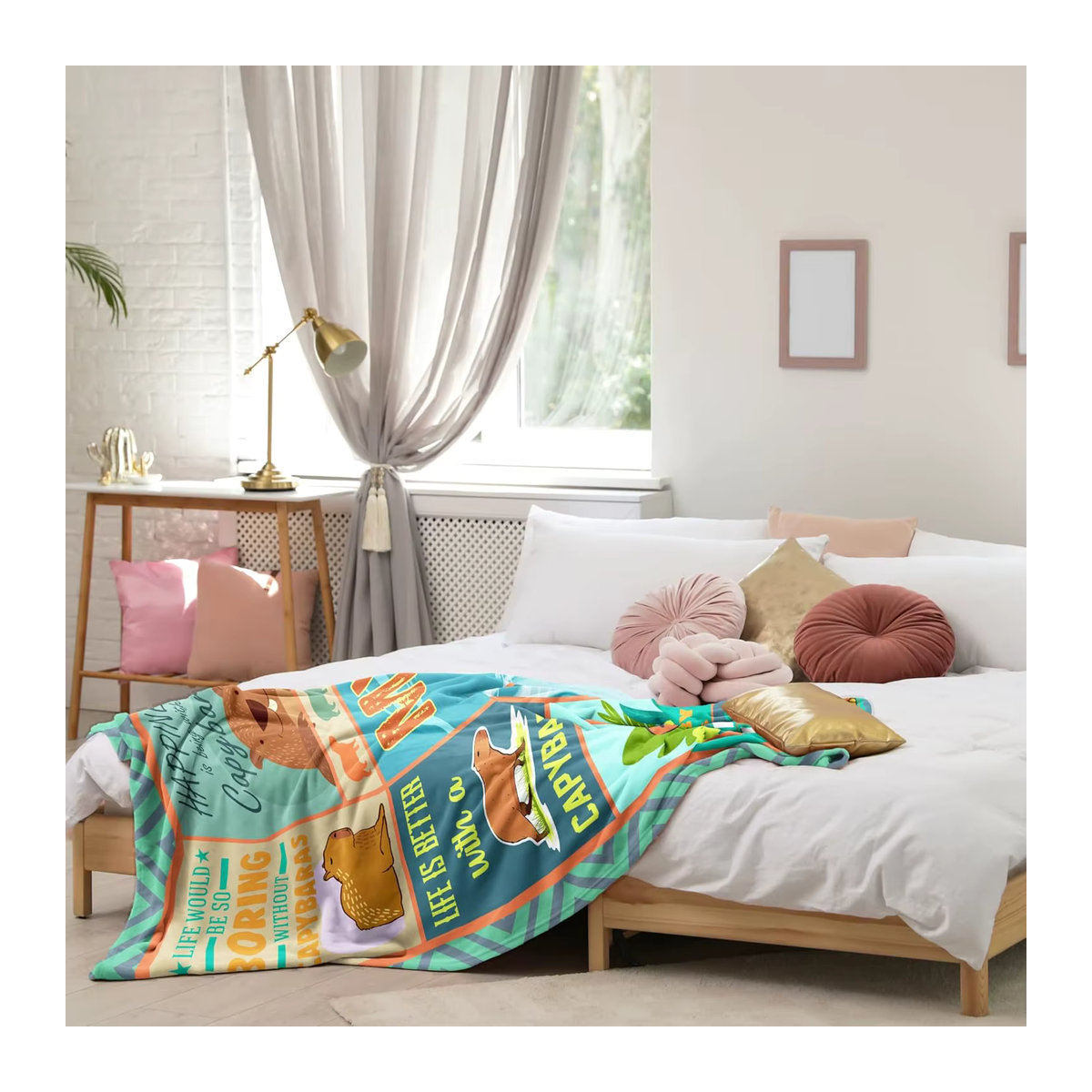 Bedruckte Capybara-Decke in Multicolor für Capybara-Liebhaber - Bild 3