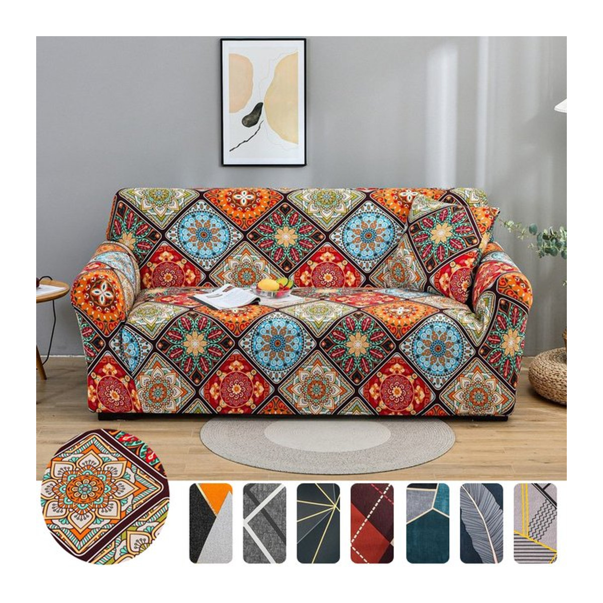 Bedruckter Stretch-Sofa-Couchbezug für L-förmige Sofas und Chaiselongues, abnehmbarer Schonbezug für dein Wohnzimmer - Bild 1