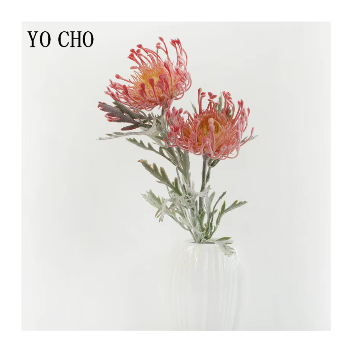 Beflockte Leucospermum künstliche Blume von YO CHO in Grau und Mehrfarbig für deine Hochzeitsdekoration - Bild 2