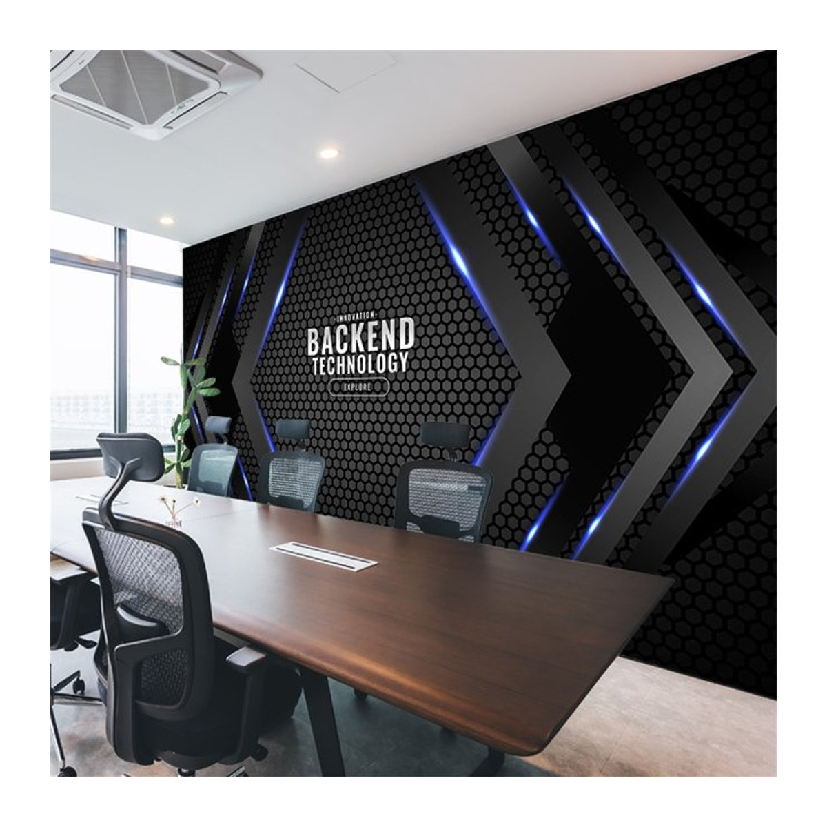 Beibang Moderne Geometrische Tapete in Schwarz für Büro, IT-Unternehmen und Café-Dekoration - Bild 1