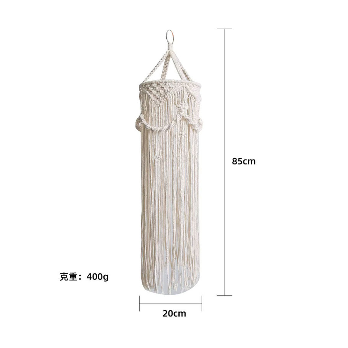 BEILIOU Handgemachter Makramee-Lichtschirm aus Baumwolle in Beige im Bohemian-Stil - Bild 2
