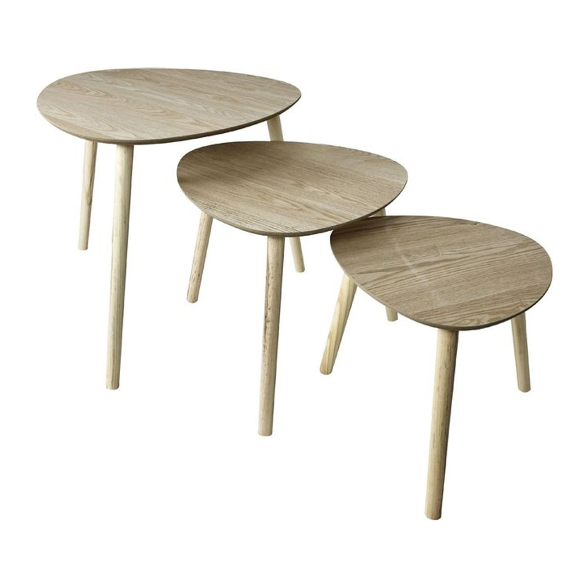 Beistelltisch-Set TULLIO von meins! in modernem skandinavischem Design, rund, Holz, Eiche Natur, Weiß oder Braun - Bild 1