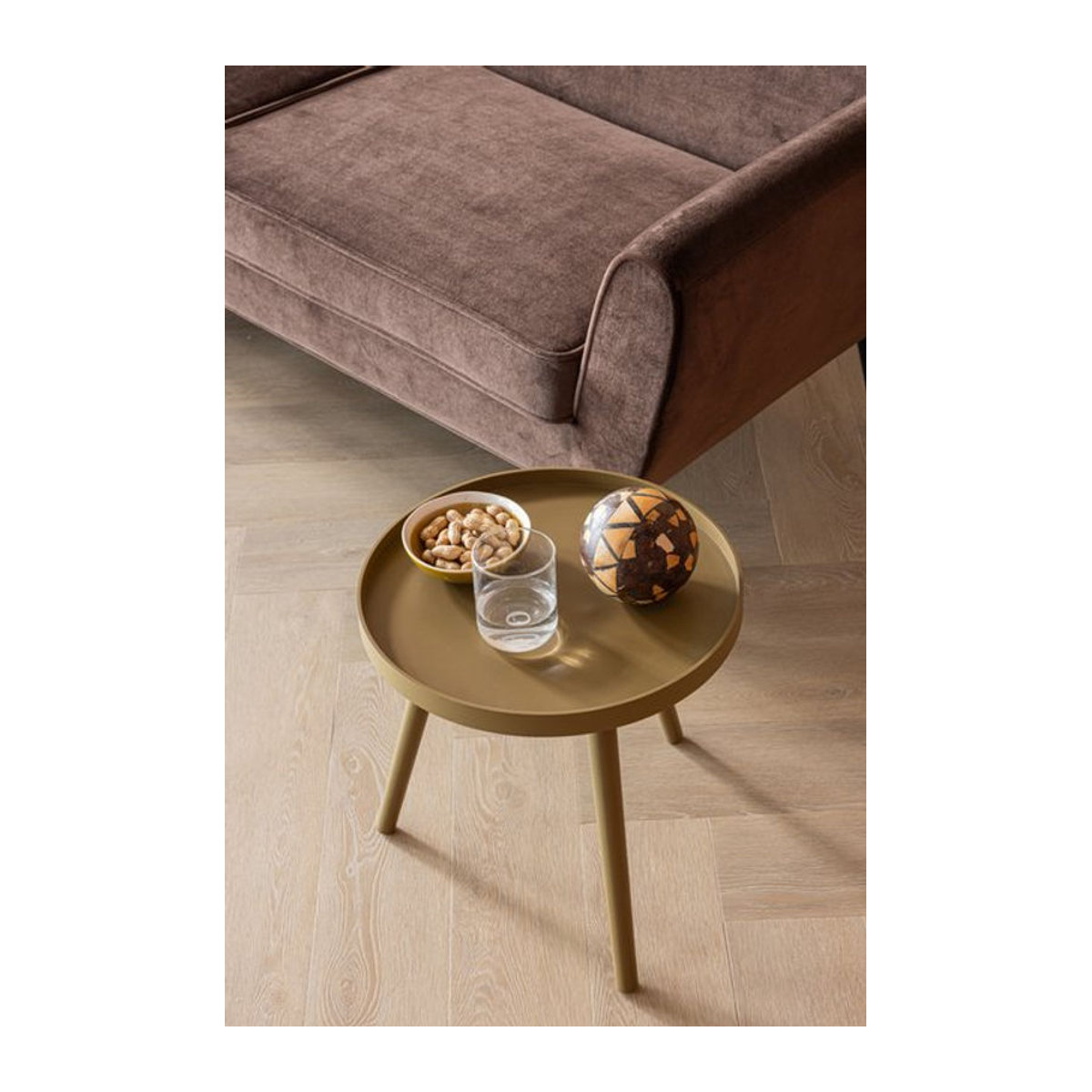 Beistelltisch WOOOD SASHA aus Kiefer Holz in Gelb, Rund, Minimalistisches Design - Bild 1