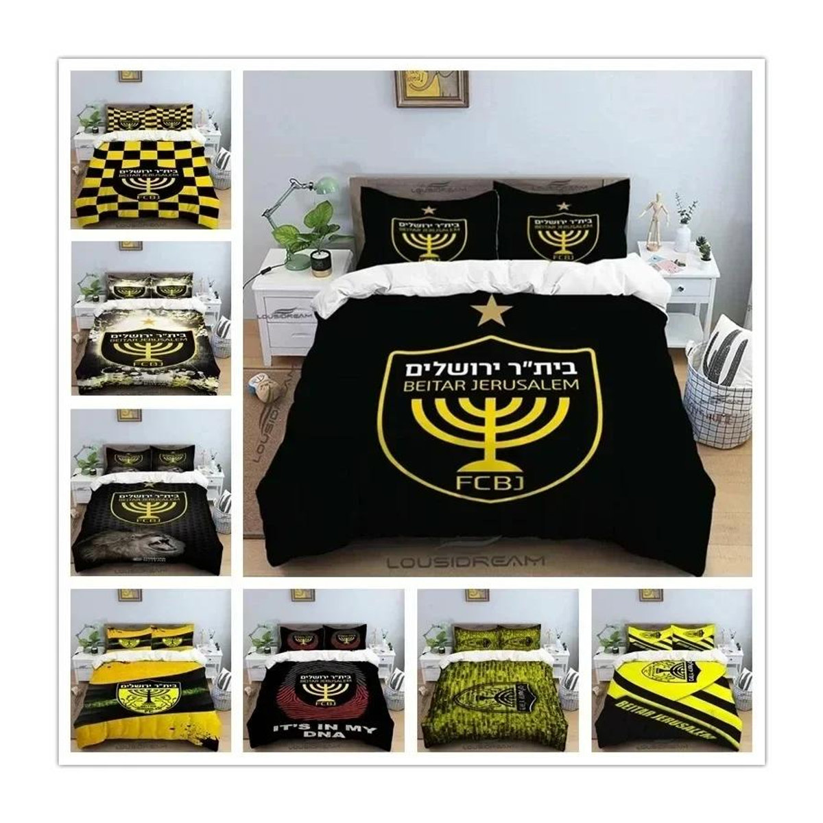 Beitar Jerusalem FC Bettwäsche-Set mit Bettbezug und Kissenbezügen, 3-teilig, Größe: B: 180 cm, H: 210 cm - Bild 1