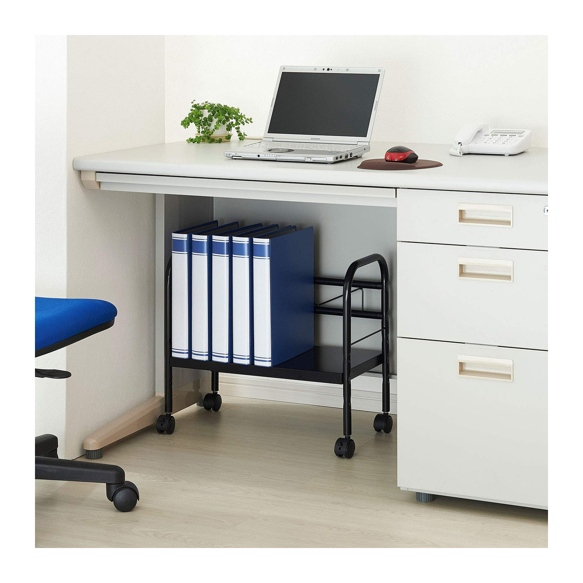 Belca Lagerregal unter dem Schreibtisch DR-EX, freistehendes Teleskopregal aus Stahl, Schwarz, Breite: 41–60 cm, Tiefe: 29,5 cm, Höhe: 45 cm - Bild 3