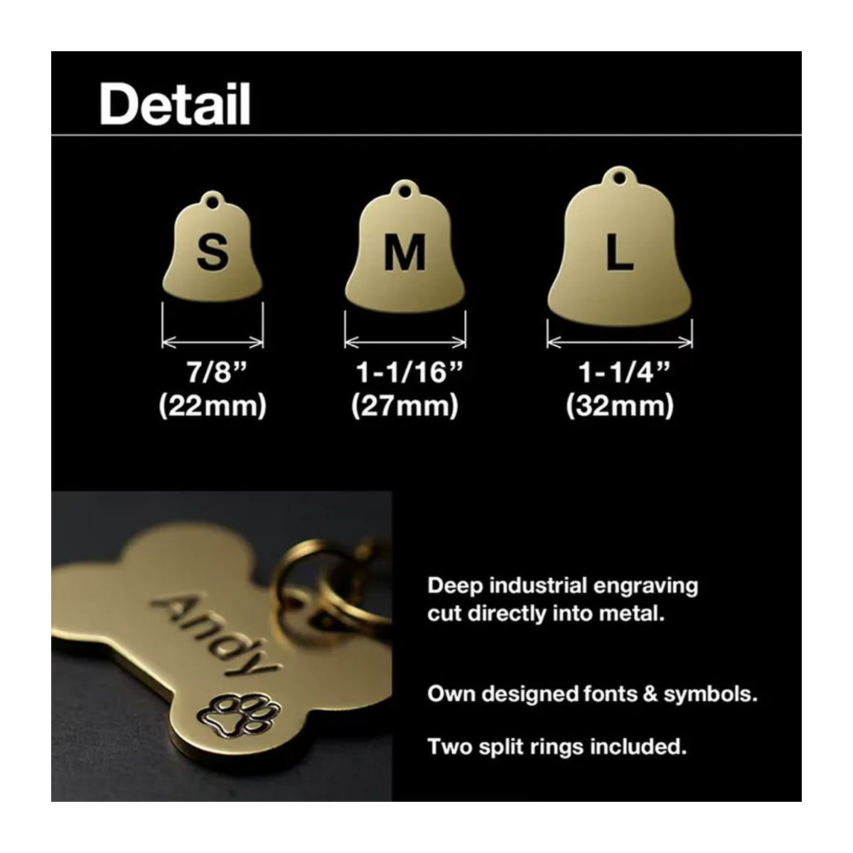 Bell Personalisierte Hundemarke aus Metall als gravierte Haustier-ID-Marke in Silber oder Gold - Bild 3