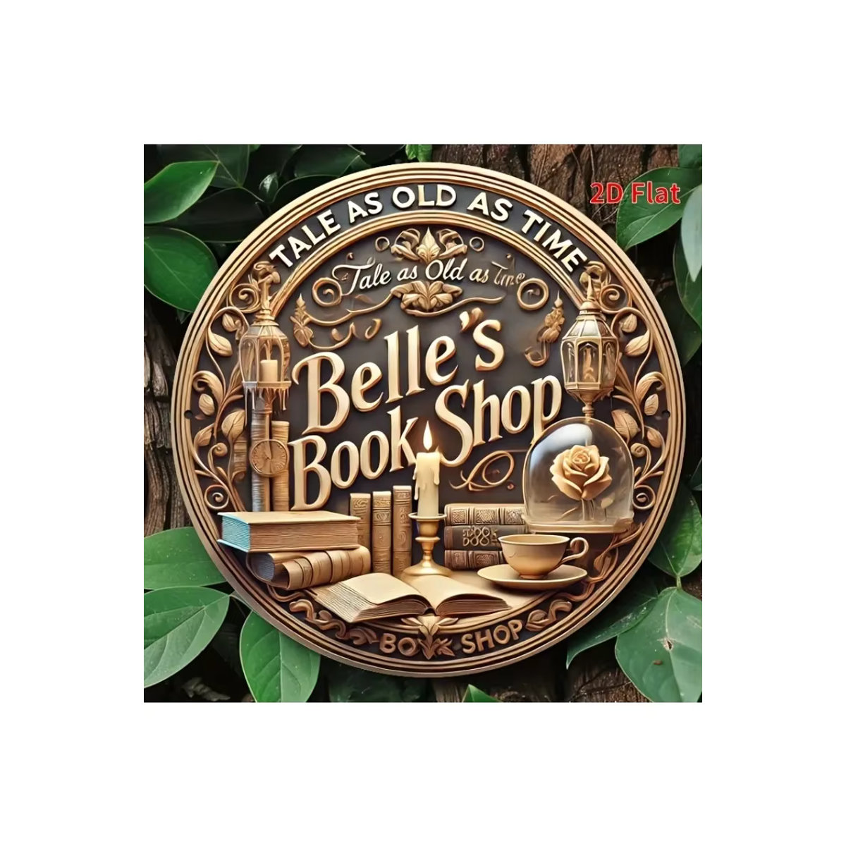 Belle'S Book Shop Metall-Wandkunstschild im Vintage-Stil mit Café-Design, Braun, B/T/H: 20,3 x 20,3 x 20,3 cm - Bild 5