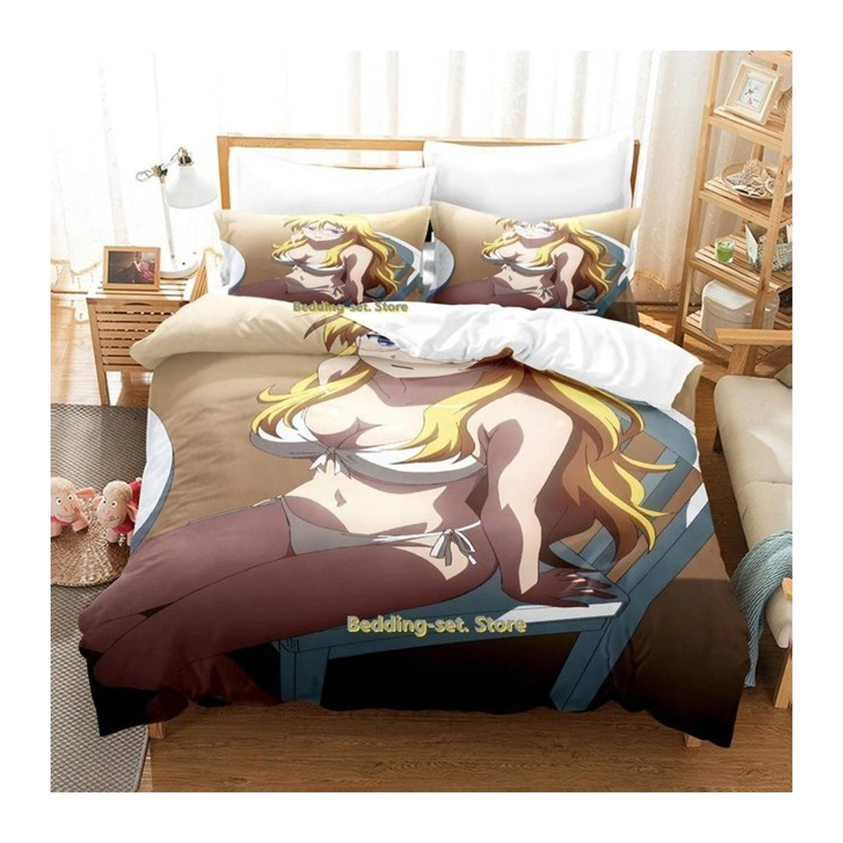 Ben-To Bettwäscheset mit 3D-Anime-Print und Reißverschluss für Erwachsene und Kinder, 2-teilig, Breite: 70 cm, Länge: 133 cm - Bild 1