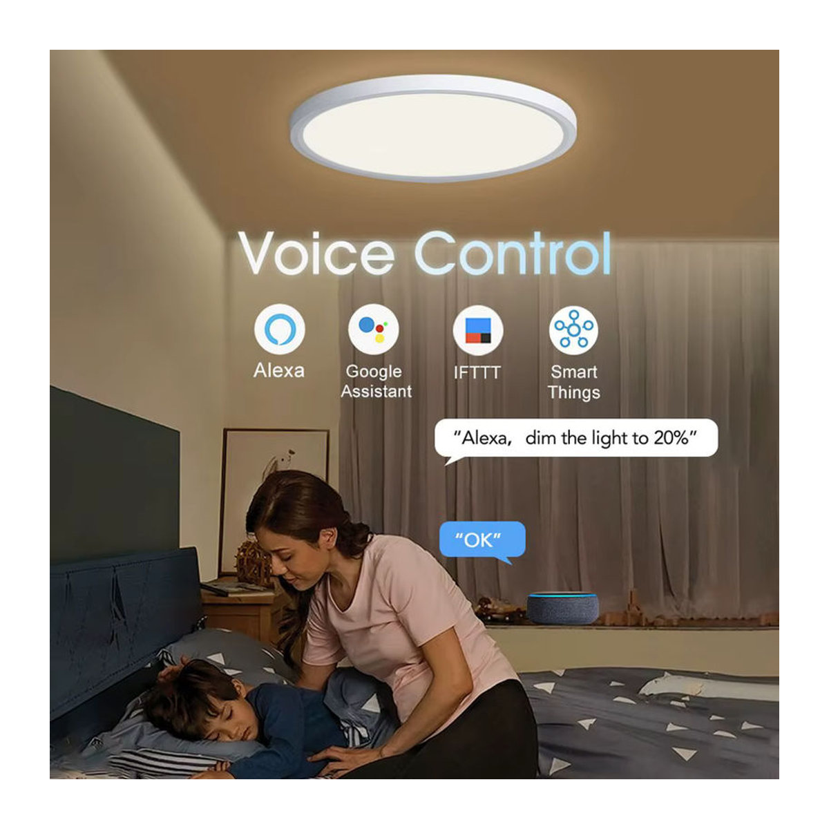 Benewton Smart LED Deckenlampe mit RGB App und Sprachsteuerung für Alexa und Google Home, Bunt, Minimalistisches Design - Bild 2