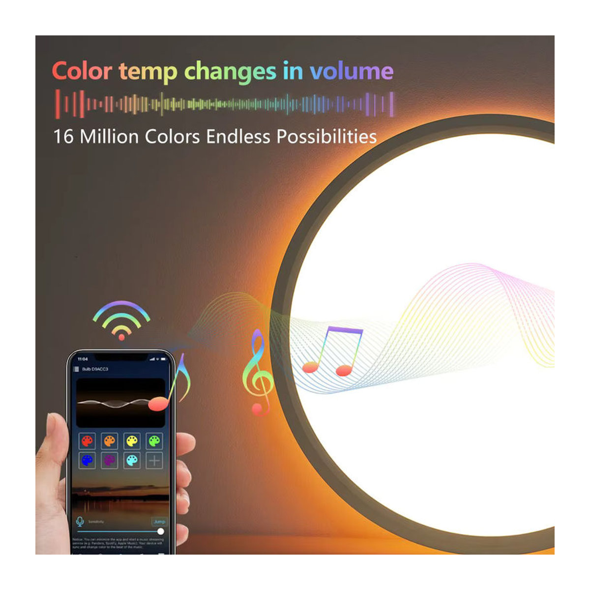 Benewton Smart LED Deckenlampe mit RGB App und Sprachsteuerung für Alexa und Google Home, Bunt, Minimalistisches Design - Bild 5