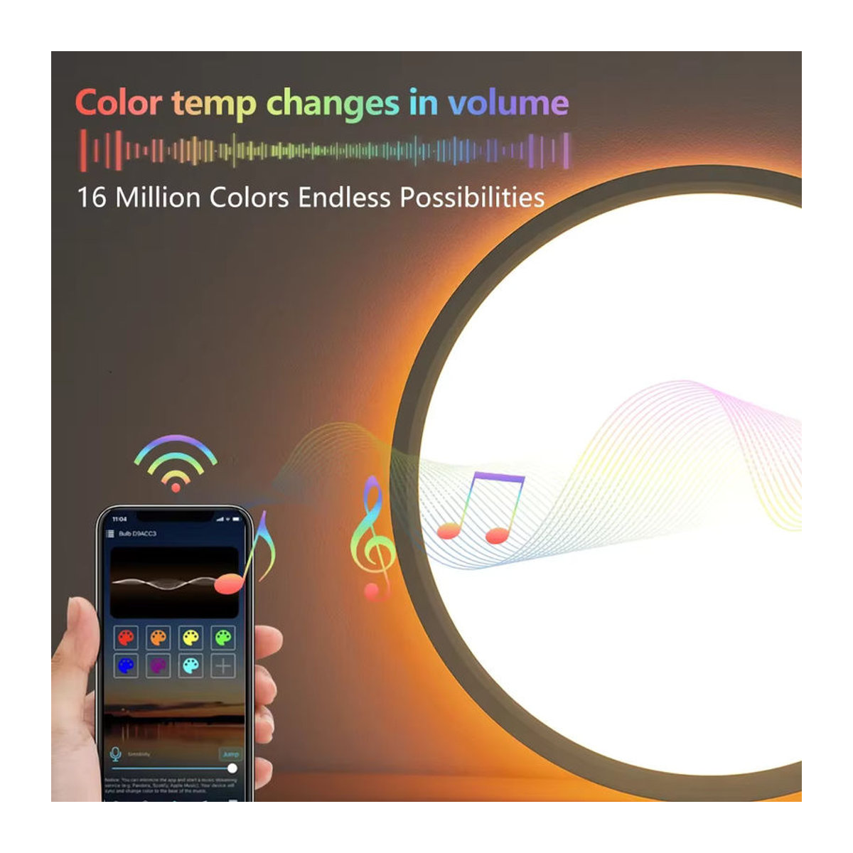 Benewton Smart LED Deckenlampe RGB mit App- und Sprachsteuerung für Alexa und Google Home, minimalistisches Design in Bunt - Bild 3