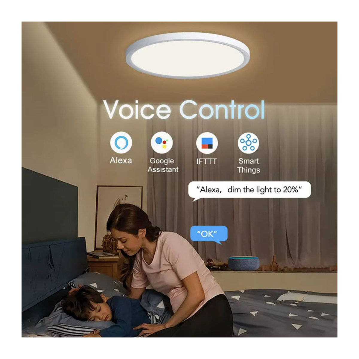 Benewton Smart LED Deckenlampe RGB mit App- und Sprachsteuerung für Alexa und Google Home, minimalistisches Design in Bunt - Bild 4