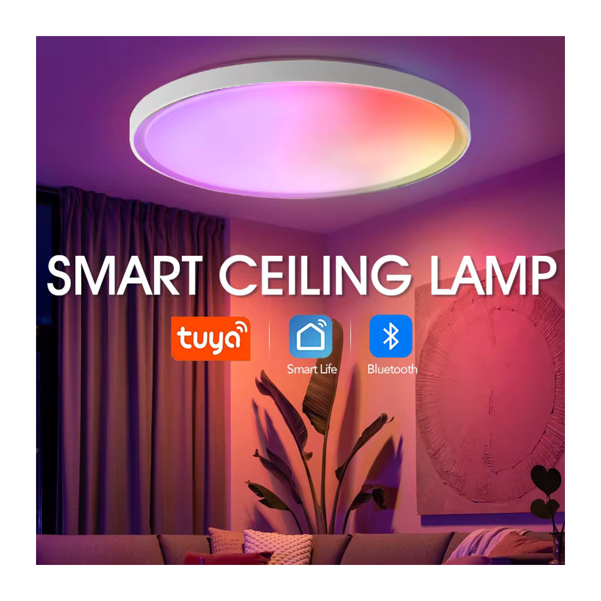 BENEWTON Smart LED Deckenlampe RGBCW Weiß Modern 18 Zoll für Wohnzimmer und Schlafzimmer - Bild 2