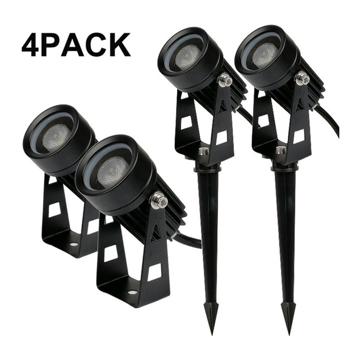 Berabo 4er Set LED Garten Wegeleuchten Modern COB Outdoor Spike-Licht Warmweiß Schwarz - Bild 1