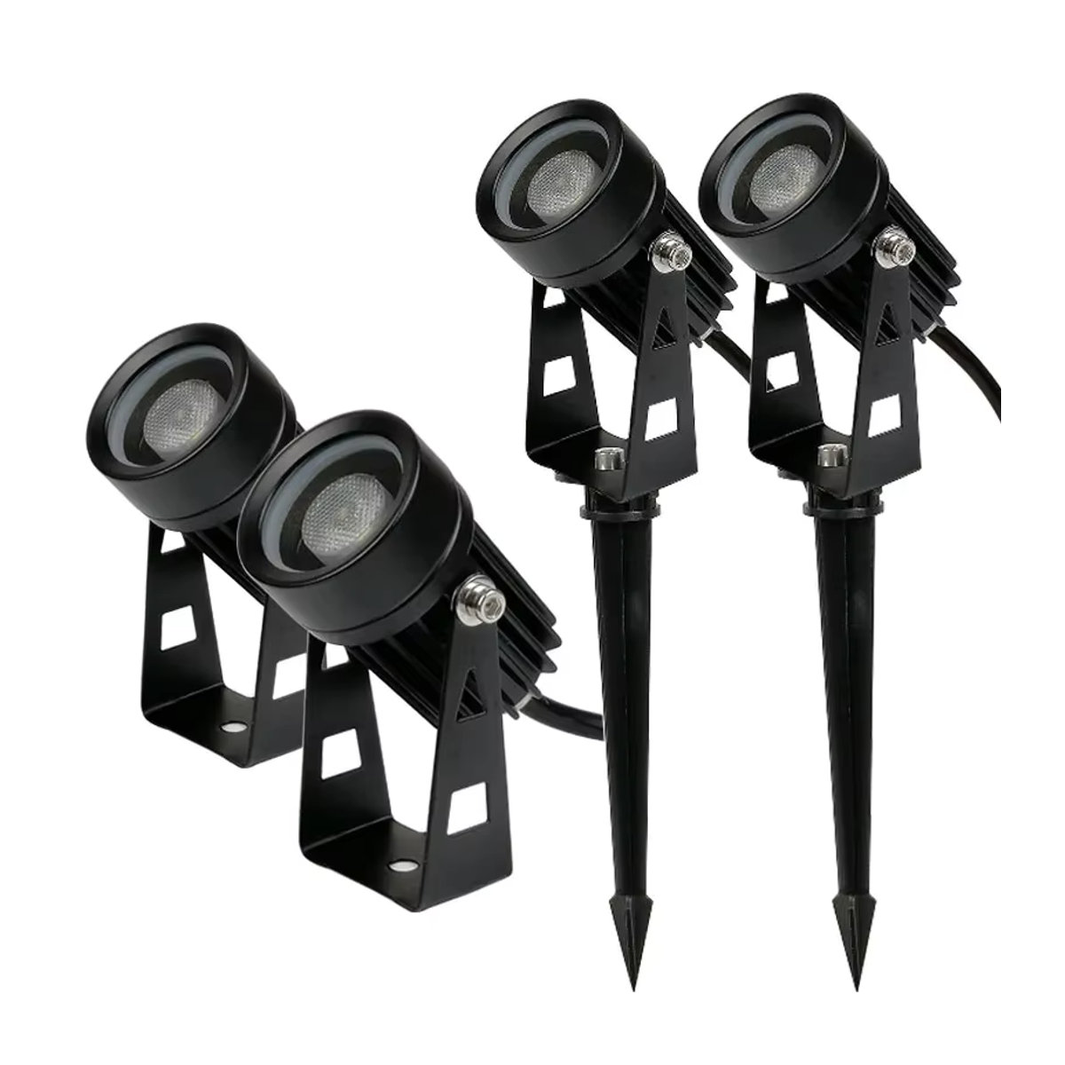 Berabo 4er Set LED Garten Wegeleuchten Modern COB Outdoor Spike-Licht Warmweiß Schwarz - Bild 6
