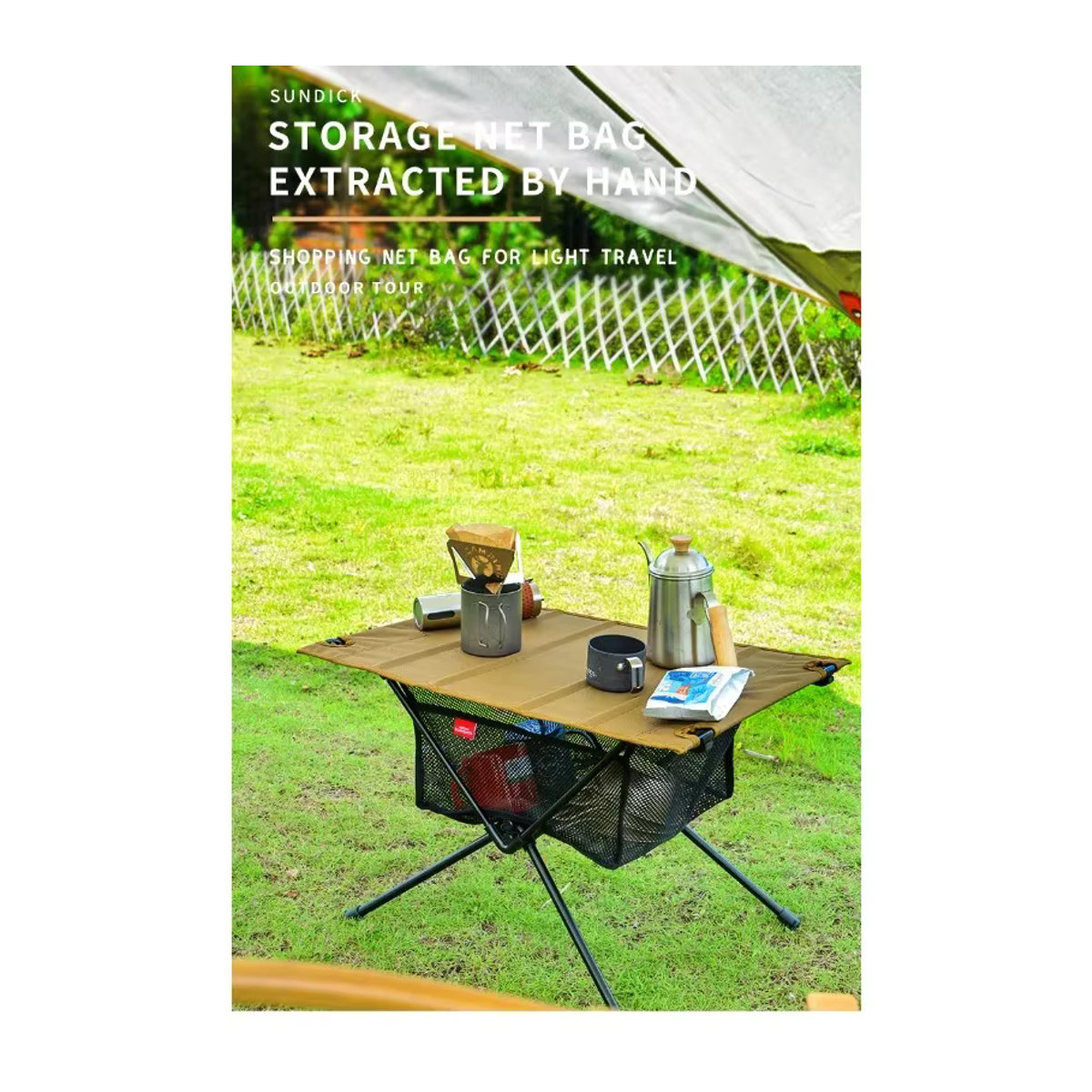 Berggäste Outdoor Klapptisch mit Aufbewahrungs-Netztasche für Camping und Picknick - Bild 2