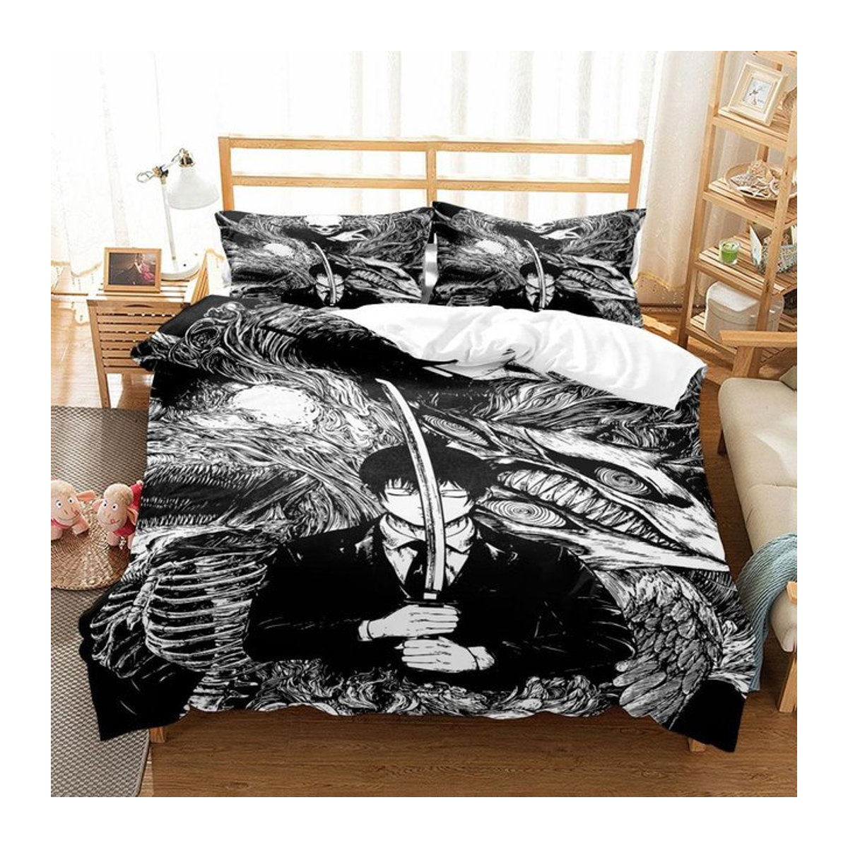 Berserk Anime Bettwäsche-Set mit Reißverschluss, Einzelgröße B: 135 cm, H: 200 cm - Bild 1