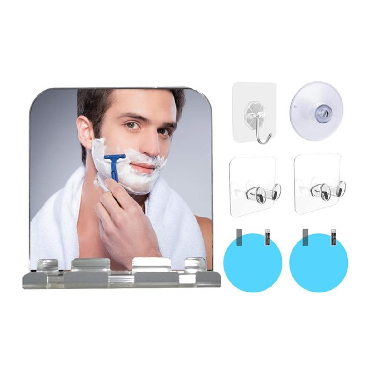 Beschlagfreier Duschspiegel von Pandara Jewelry aus Acryl mit starkem Saugnapf und Rasiermesserhalter in Transparent - Bild 1