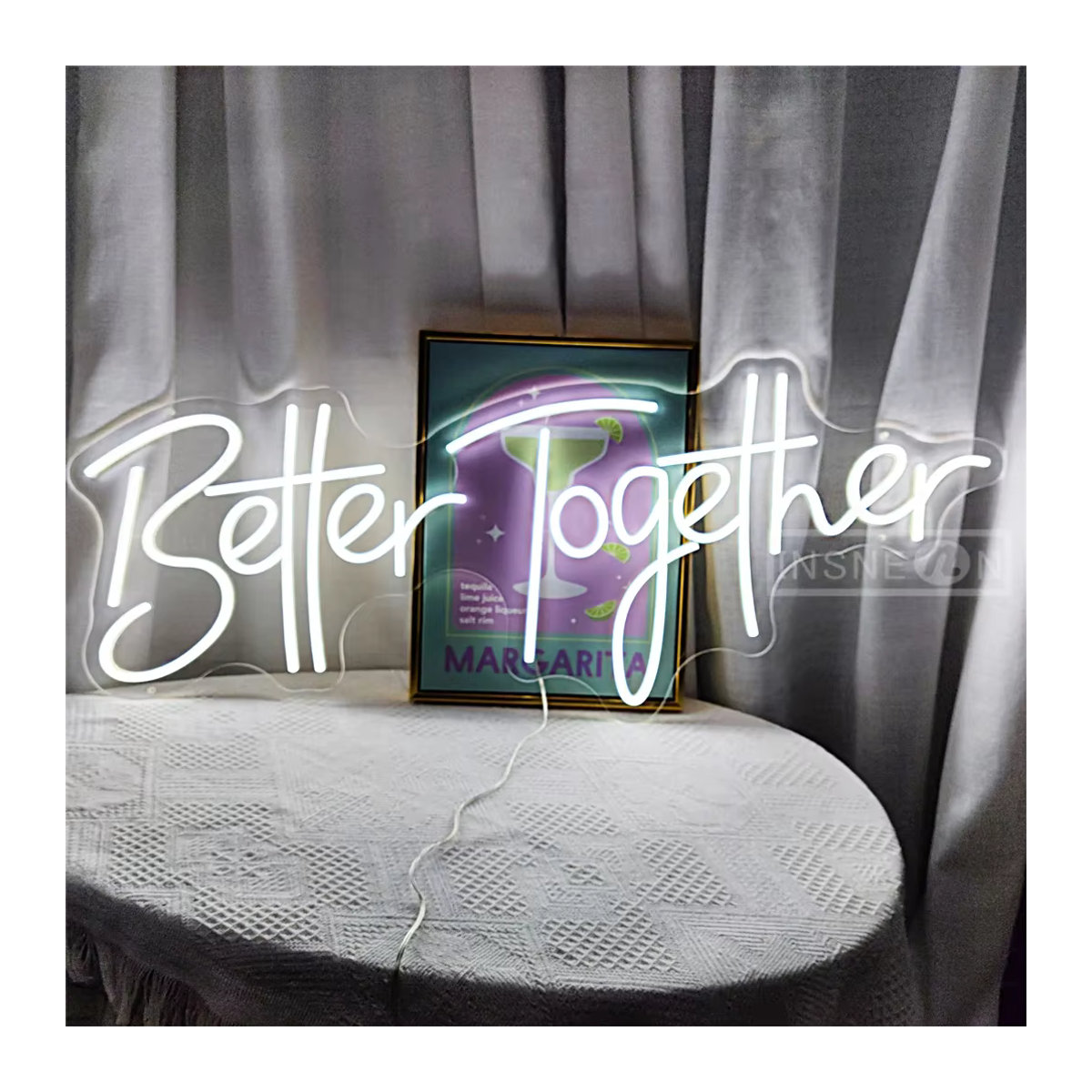 Besser zusammen Neon Sign Light LED Schild in Weiß mit dimmbarem Schalter für Hochzeit, Verlobung und Jubiläum - Bild 3